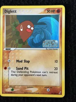 Diglett MP 50/100 - Reverse Holo Stamped Crystal Guardians 🏝 Pokemon 2006 - Image 1