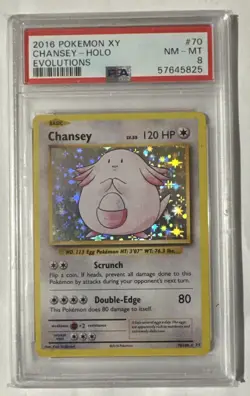 2016 Pokemon Game XY Evolutions Chansey #70 Holofoil Rare PSA 8 NM-MT - Image 3