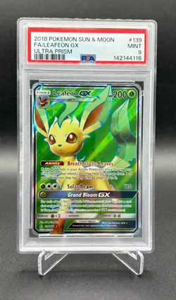 Pokemon Leafeon GX 139/156 - S&M Ultra Prism Full Art 2018 - PSA 9 MINT - Image 1