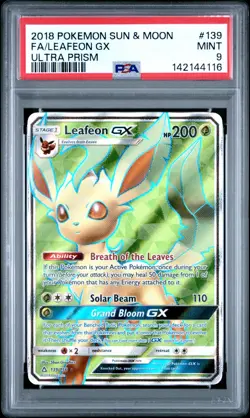 Pokemon Leafeon GX 139/156 - S&M Ultra Prism Full Art 2018 - PSA 9 MINT - Image 3