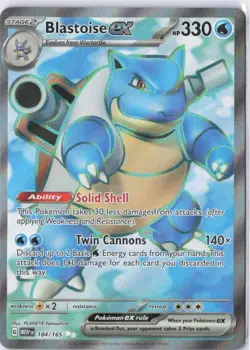 Pokemon Blastoise ex Scarlet & Violet 151 Ultra Rare Full Art Holo 184/165 TCG - Image 1