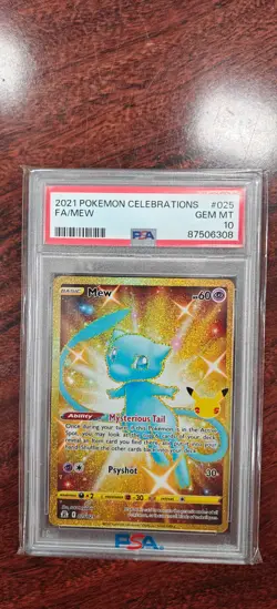 Pokemon TCG Celebrations Mew Secret Rare Holo Full Art 025/025 PSA 10 GEM MINT - Image 1