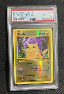 Pokemon 2016 XY Evolutions Pikachu reverse Holo #35 PSA 8 - Image 1