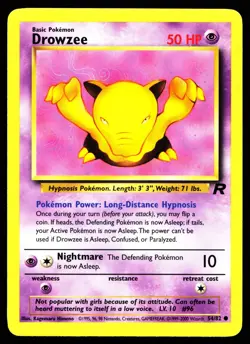 DROWZEE 54/82 COMMON TEAM ROCKET POKEMON UNLIMITED LP - Image 1