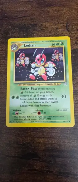 Ledian 39/111 Uncommon Neo Genesis Pokemon Lightly Played - Image 1