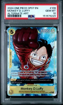 One Piece Monkey D Luffy Alternate Art OP07-109 PSA 10 Gem Mint - Image 1