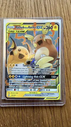 Pokemon GX Tag Team Raichu and Alolan Raichu Card Unified Minds 54/236 - Image 1