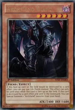 SHSP-EN083 ARCHFIEND GIANT RARE 1ST EDITION YuGiOh CARD - Image 1
