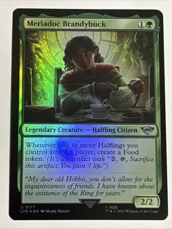 MTG Lord of the Rings Meriadoc Brandybuck Foil 0177 NM - Image 1