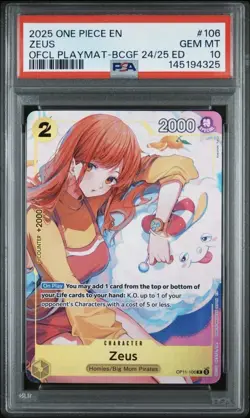 2025 ONE PIECE ENGLISH ZEUS OFCL PLAYMAT-BCGF 24/25 ED #106 PSA 10 - Image 1