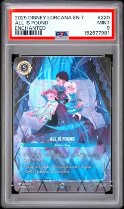 2025 DISNEY LORCANA EN 7-ARCHAZIA'S ISLAND ENCHANTED #220 ALL IS FOUND PSA 9 - Image 1