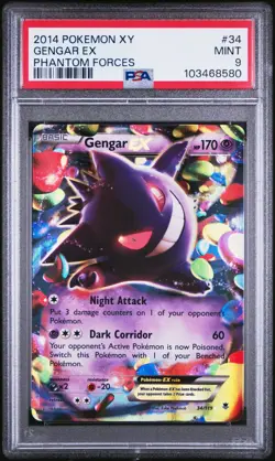 2014 POKEMON XY GENGAR EX PHANTOM FORCES #34 PSA 9 - Image 1