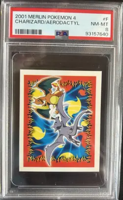 2001 Merlin Pokemon Series 4 Charizard Vs Aeordactyl Sticker #F - PSA 8 - Image 1
