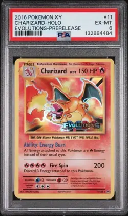 2016 Pokemon XY Prerelease Promo Charizard #11 Holo Rare Evolutions Stamp PSA 6 - Image 1