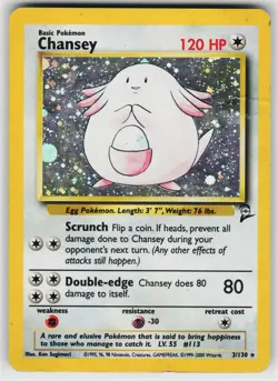 Chansey 3 Holo 130 R Base Set 2 Pokemon Damaged - Image 1
