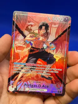 One Piece The Time Of Battle Portgas D Ace OP16-001 Alternate Alt Art Leader NM - Image 2