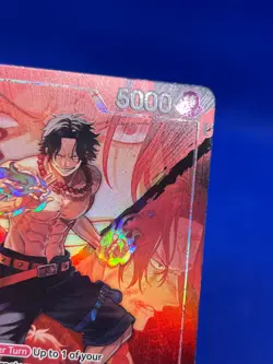 One Piece The Time Of Battle Portgas D Ace OP16-001 Alternate Alt Art Leader NM - Image 4