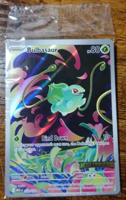 Bulbasaur 133/132 Stamped Sealed Mega Evolutions Box Topper OC Pokemon Card New - Image 1
