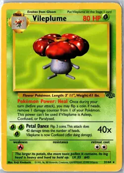 Pokemon Card - Vileplume Jungle 31/64 1999 Rare Unlimited Heavily Played - Image 1