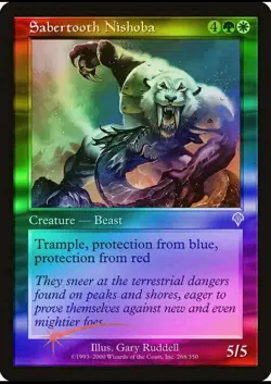 Magic the Gathering SABERTOOTH NISHOBA #268/350 Invasion Gold Foil Rare NM 2000 - Image 1