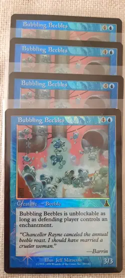 Mtg Foil Urza's Destiny Bubbling Beebles x4 Playset! - Image 1