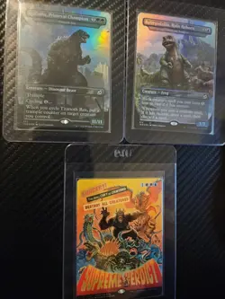Lot Of 3 Godzilla MTG Secret Lair Showdown Foils Promo Supreme Verdict - Image 1