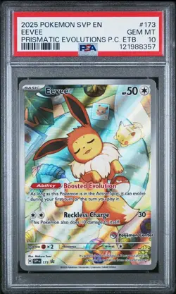 2025 POKEMON SVP EN-SV POKEMON CENTER ETB BLACK STAR PROMO #173 EEVEE PSA 10 - Image 1