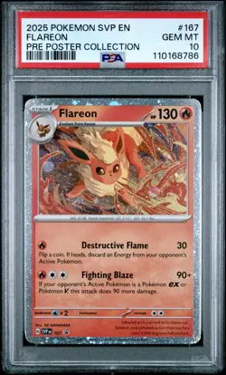 2025 Pokemon Svp Black Star Promo #167 Flareon Poster Collection PSA 10 - Image 1