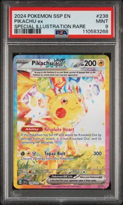 2024 Pokemon SSP Pikachu EX #238 Special Illustration Rare PSA 9 - Image 1