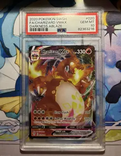 2020 Pokemon SWSH Charizard Vmax Darkness Ablaze 020/189 PSA 10 Gem Mint - Image 1