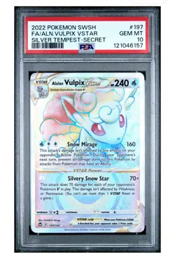 Pokemon Alolan Vulpix VSTAR 197/195 Rainbow SR Silver Tempest GEM MT PSA 10 - Image 1