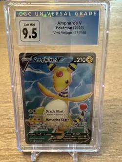 CGC Blue Label (10) Gem Mint 9.5 Ampharos V Pokemon Vivid Voltage 171/185 - Image 1