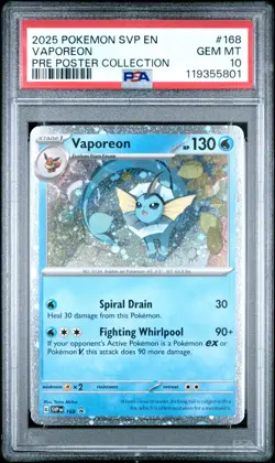 2025 POKEMON SVP PRISMATIC EVOLUTIONS POSTER COLLECTION PROMO VAPOREON PSA 10 - Image 1