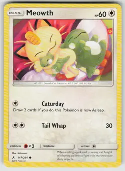 Meowth 147/214 Common Unbroken Bonds Pokemon Lightly Played - Image 1