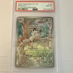 Pokemon Meowth Illustration Rare 106/094 Me02 Phantasmal Flames Holo 70HP PSA8 - Image 1