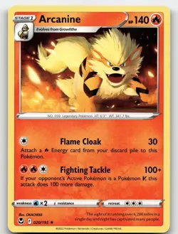 ARCANINE 020/195 RARE SILVER TEMPEST POKEMON NEAR MINT - Image 2