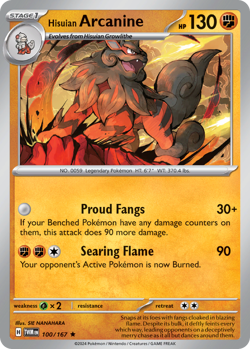 HISUIAN ARCANINE 100/167 RARE HOLO TWILIGHT MASQUERADE POKEMON NM - Image 1