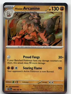 HISUIAN ARCANINE 100/167 RARE HOLO TWILIGHT MASQUERADE POKEMON NM - Image 2