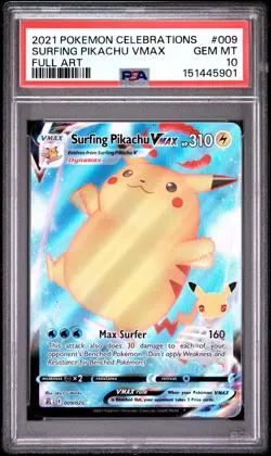 PSA 10 SURFING PIKACHU VMAX 009/025 FULL ART CELEBRATIONS POKEMON ⚡ - Image 1