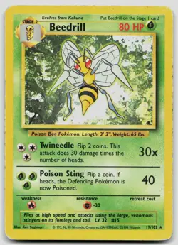 Beedrill 17/102 Base Set Unlimited Pokemon HP - Image 1