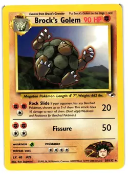 Pokemon TCG Brock's Golem Gym Heroes 20/132 Unlimited Rare LP - Image 1