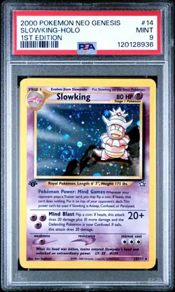2000 POKEMON NEO GENESIS 1ST EDITION #14 SLOWKING-HOLO PSA 9 - Image 1
