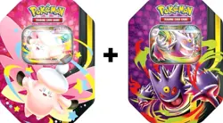 Pokemon Mega Moonlit Tin Mega Clefable and Gengar set of 2 Tins Sealed - Image 1