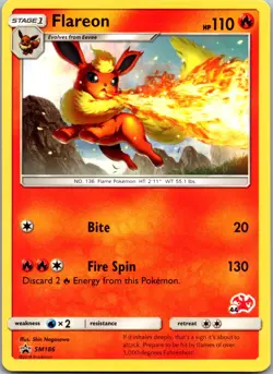 POKEMON FLAREON - (LET'S PLAY, EEVEE!) SM186 PROMO SUN & MOON PROMO NM/M - Image 1