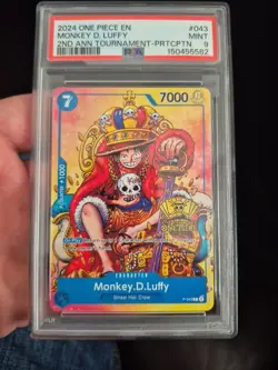 One Piece Promo - Monkey.D.Luffy 2nd Anniversary Stamped Promo #P-043 PSA 9 ENG - Image 1