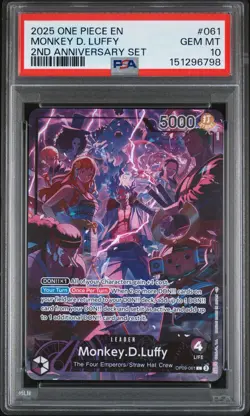 2025 ONE PIECE ENGLISH VERSION 2ND ANNIVERSARY SET #061 MONKEY D. LUFFY PSA 10 - Image 1