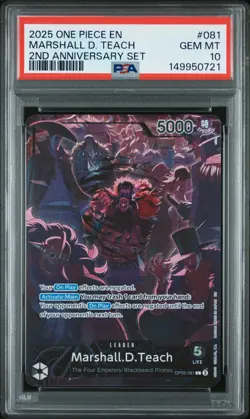 2025 ONE PIECE ENGLISH VERSION 2ND ANNIVERSARY SET #081 MARSHALL D. TEACH PSA 10 - Image 1