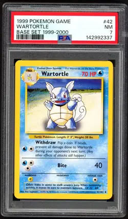 Pokemon Cards - PSA 7 Wartortle 42/102 - Base Set 1999-2000 4th Print - Image 1