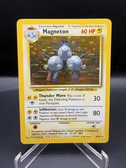 Pokemon TCG Magneton Base Set Holo Unlimited Rare Card 9/102 NM Condition - Image 1