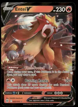 Pokemon Cards Entei V 022/172 Brilliant Stars Holo V Rare NM *2 - Image 1